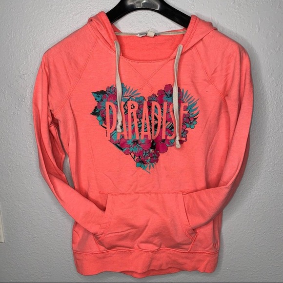 American Eagle Pink and Orange Tropical Paradise Style Long Sleeve Sweat… - Picture 1 of 5